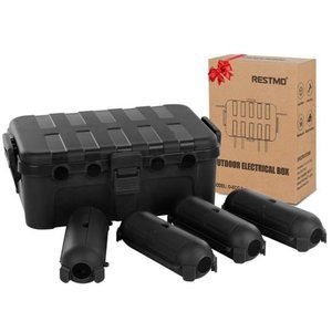 XL Outdoor Box w/ 6 Cable Seal Entry, Weatherproof Extension Cover, Black.